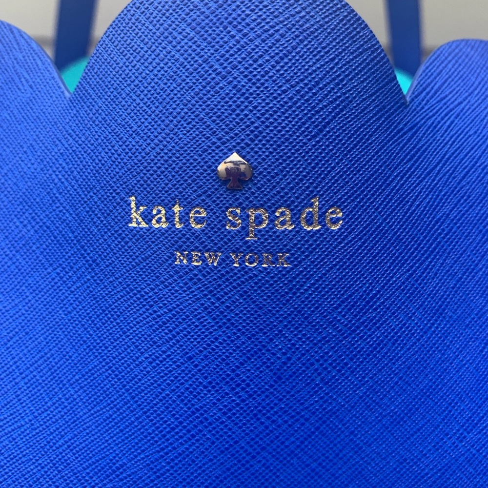 Kate Spade Bag Motif Ladies Blue Leather Tote - Picture 2 of 10